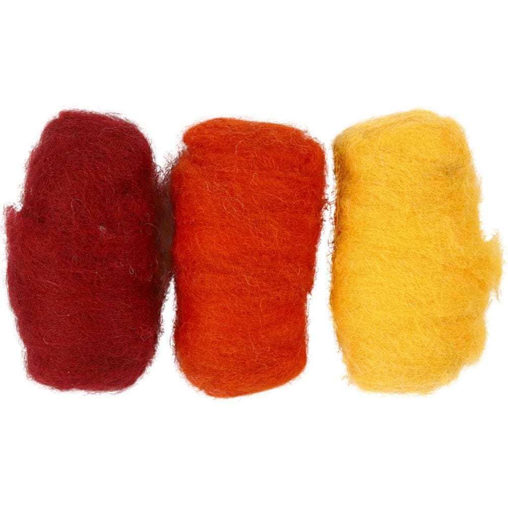 Carded Wool, yellow/terracotta harmony, 3x10 g/ 1 pack
