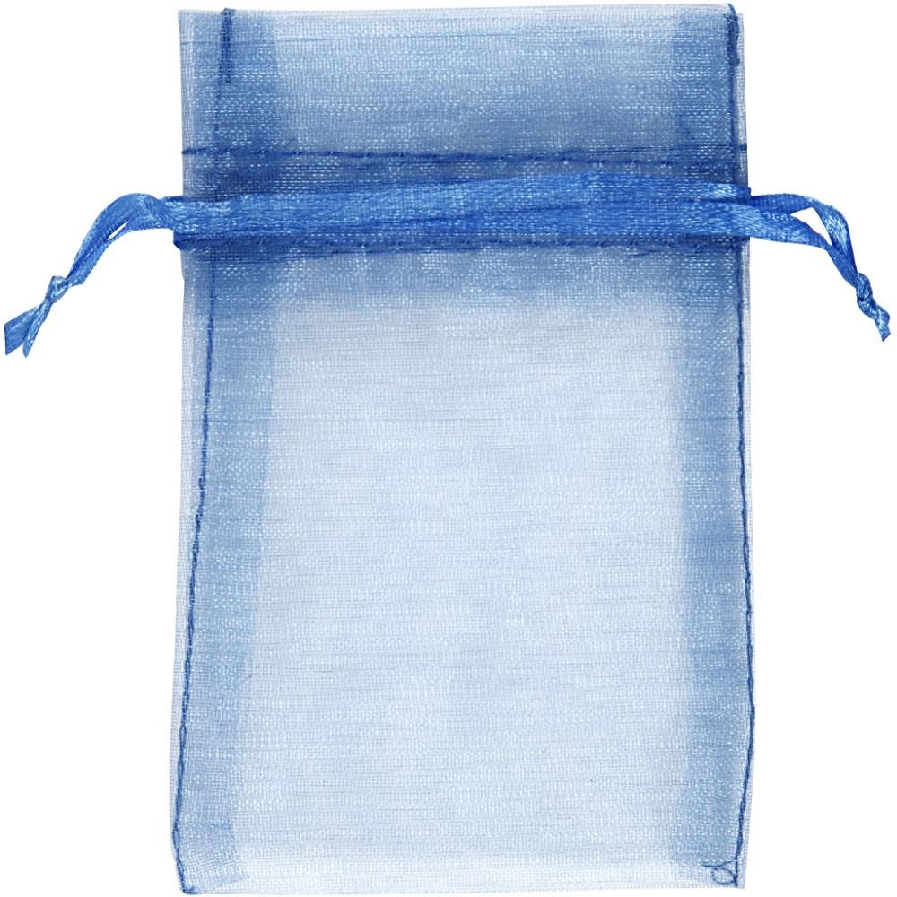 Organza Bags, size 7x10 cm, blue, 10 pc/ 1 pack