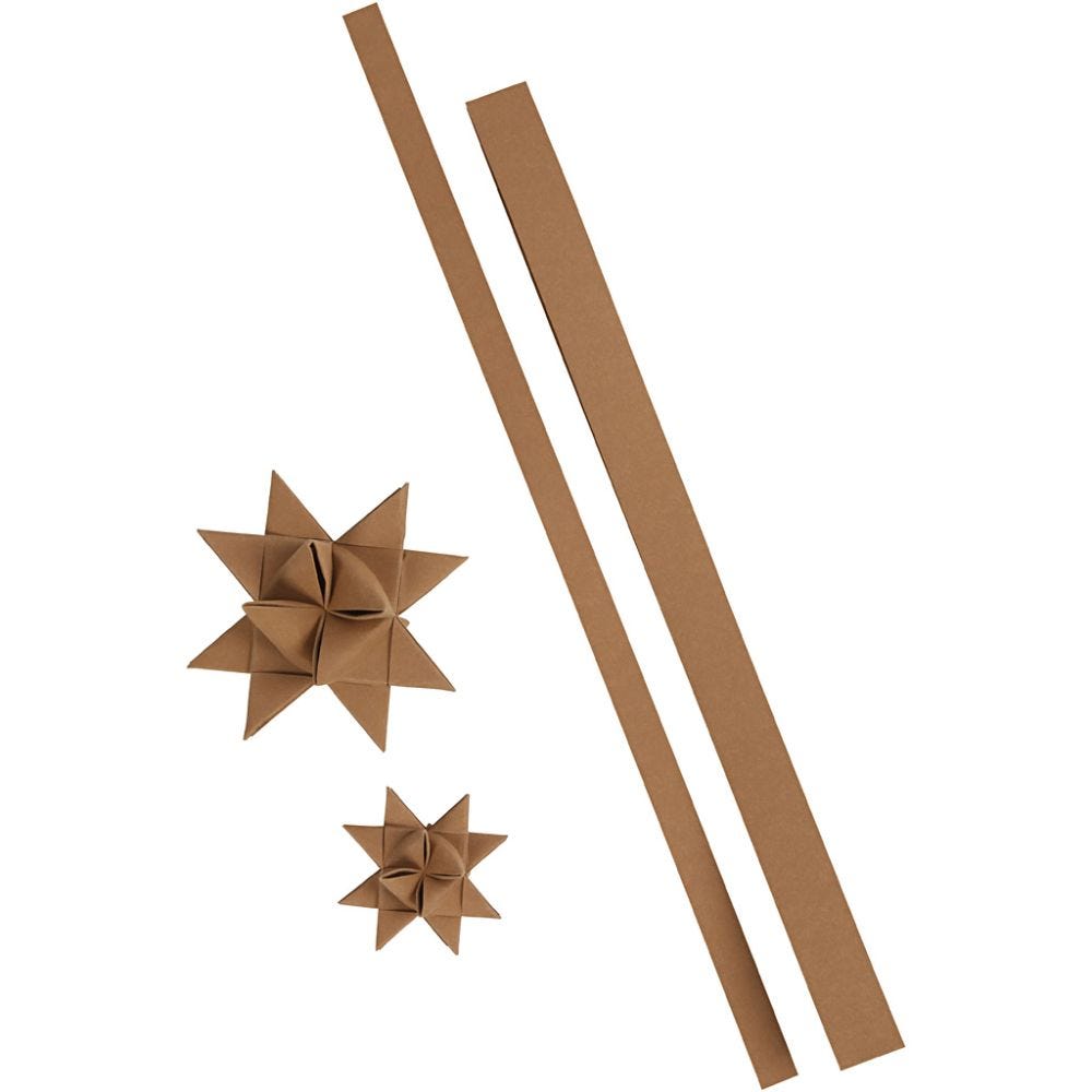 Star strips, L: 44+78 cm, W: 15+25 mm, 350 g, natural, 24 strips/ 1 pack