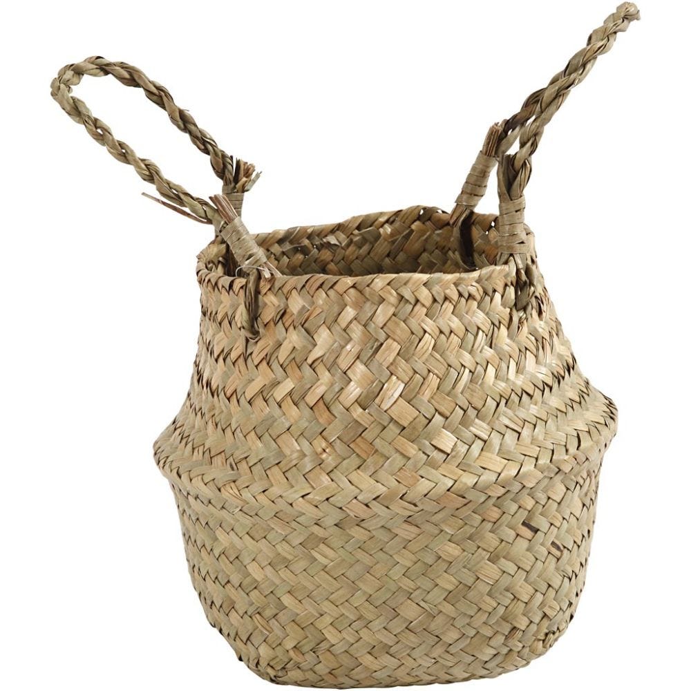 Seagrass basket, H: 11/19 cm, D 20 cm, 1 pc