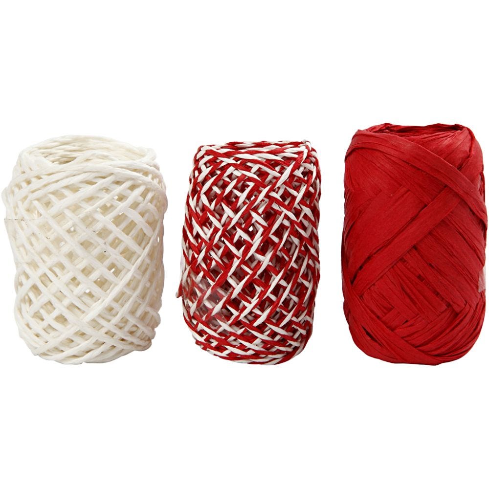 Paper String, red/white harmony, 3x10 m/ 1 pack