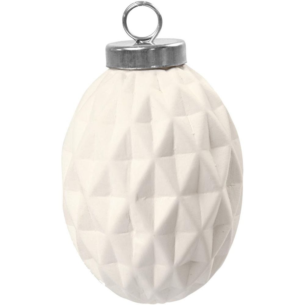 Terracotta Ornament, H: 7 cm, D 5 cm, white, 6 pc/ 1 box