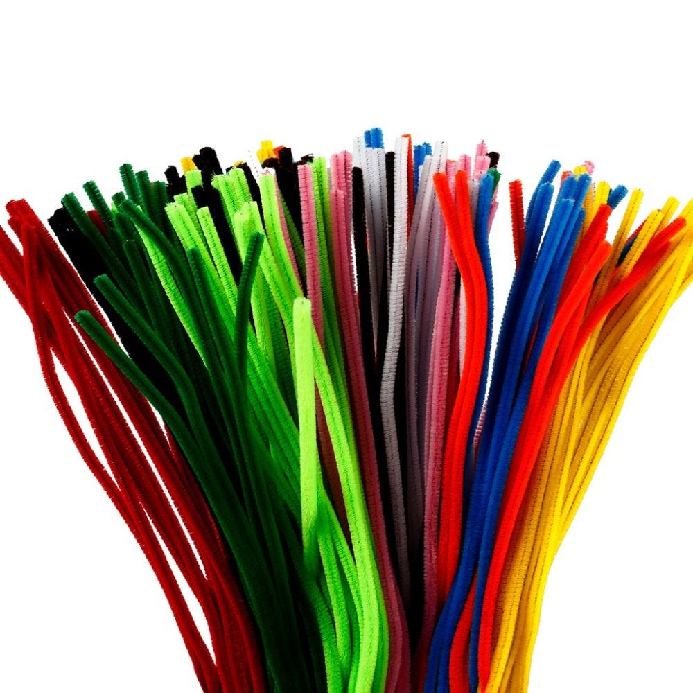 Pipe Cleaners, L: 45 cm, thickness 6 mm, assorted colours, 200 asstd./ 1 pack