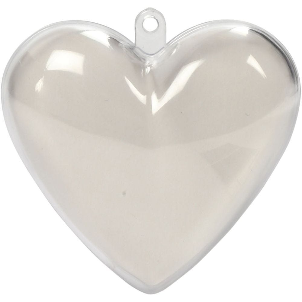 Heart-Shaped Baubles to Decorate, H: 6,5 cm, transparent, 10 pc/ 1 pack