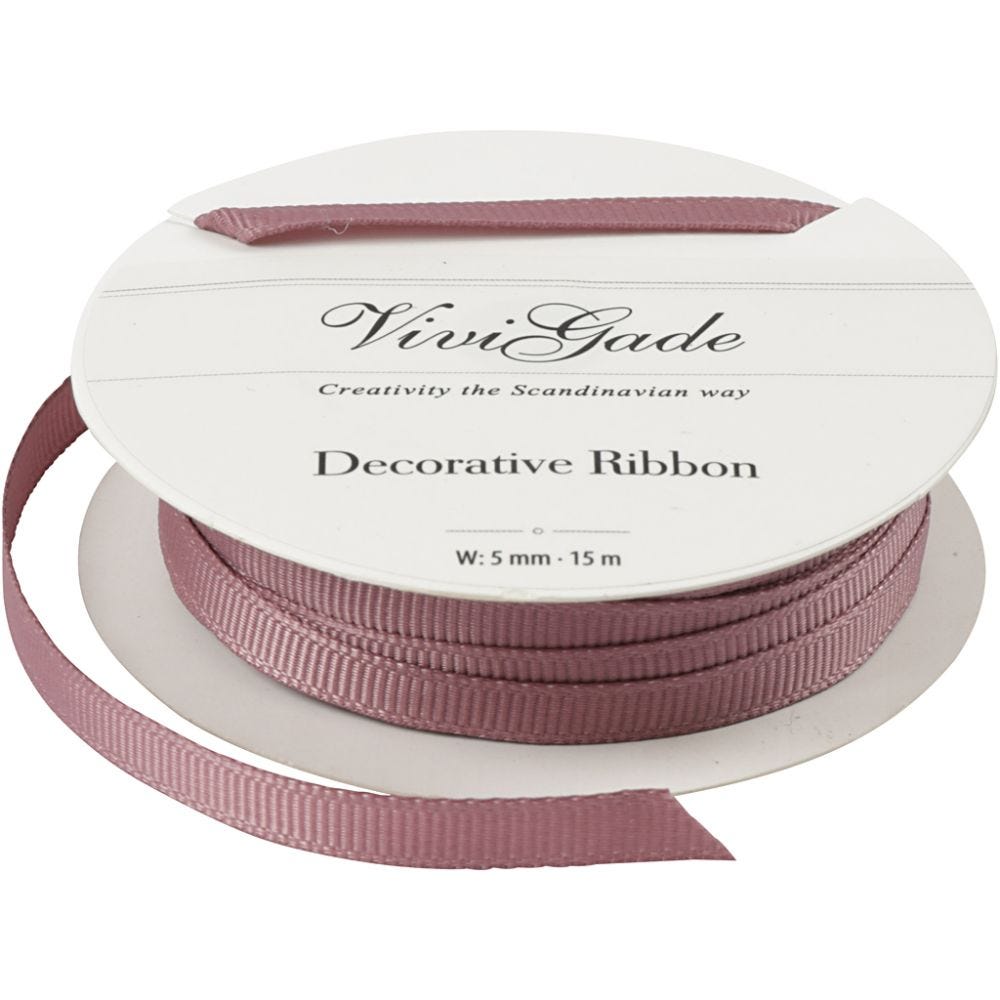 Decoration Ribbon, W: 6 mm, rose, 15 m/ 1 roll