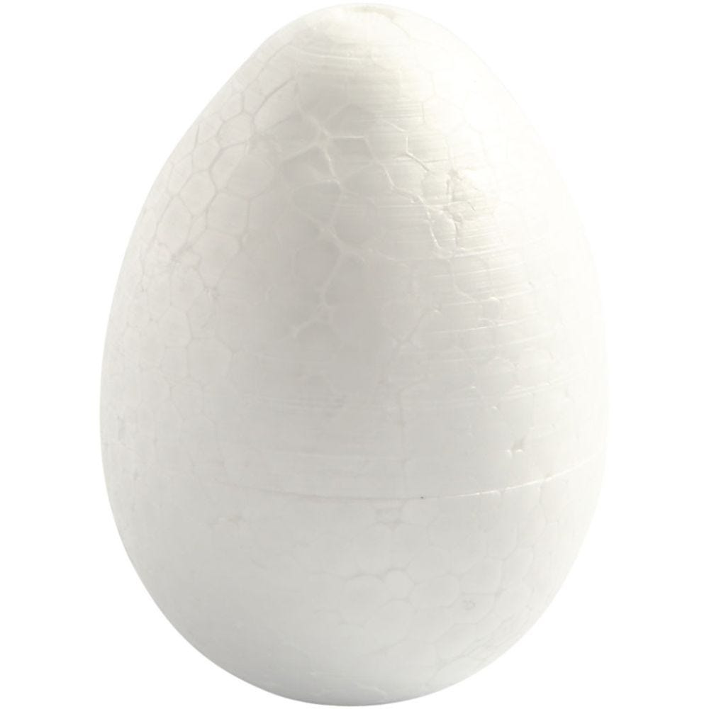 Polystyrene Eggs, H: 10 cm, white, 5 pc/ 1 pack