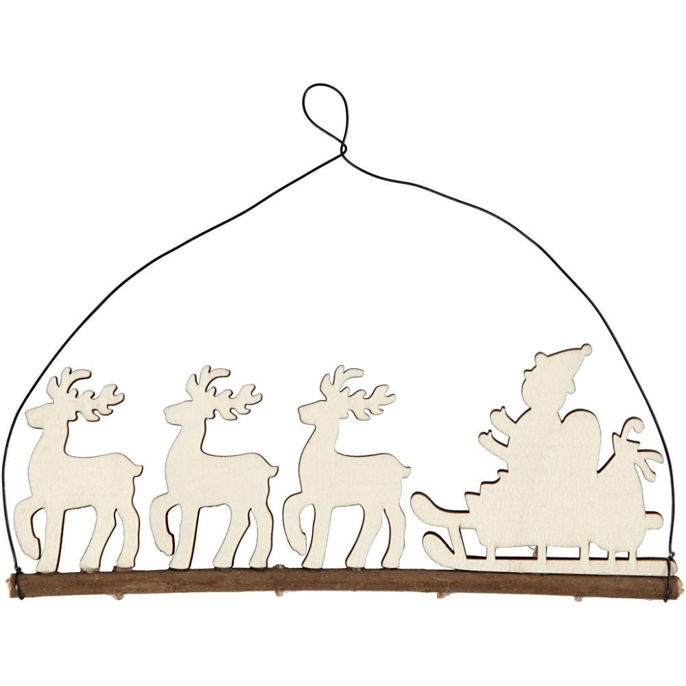 Christmas decoration, cane with reindeer, H: 8 cm, depth 0,5 cm, W: 22 cm, 1 pc