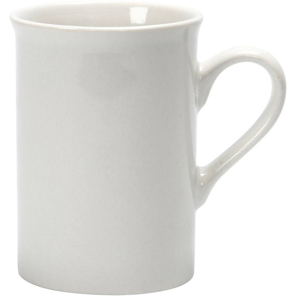 Mugs, H: 10 cm, D 7,4 cm, white, 2 pc/ 1 pack