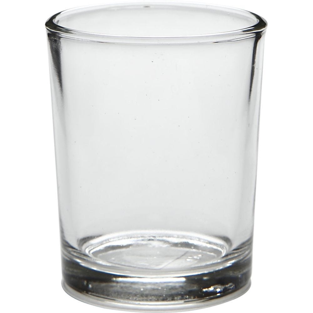 Tealight holder in glass, H: 6,5 cm, D 4,5-5,5 cm, 120 ml, 12 pc/ 1 box