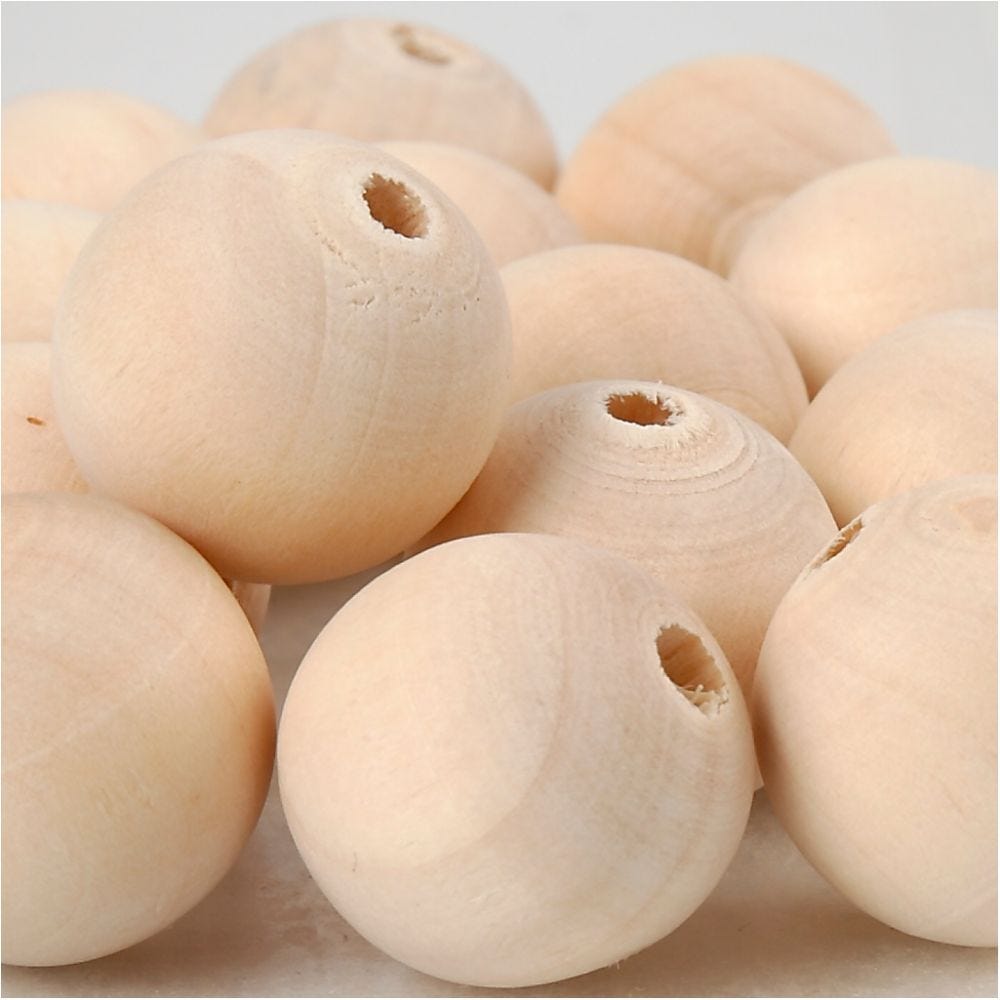 Wooden Bead, D 20 mm, hole size 4 mm, 14 pc/ 1 pack