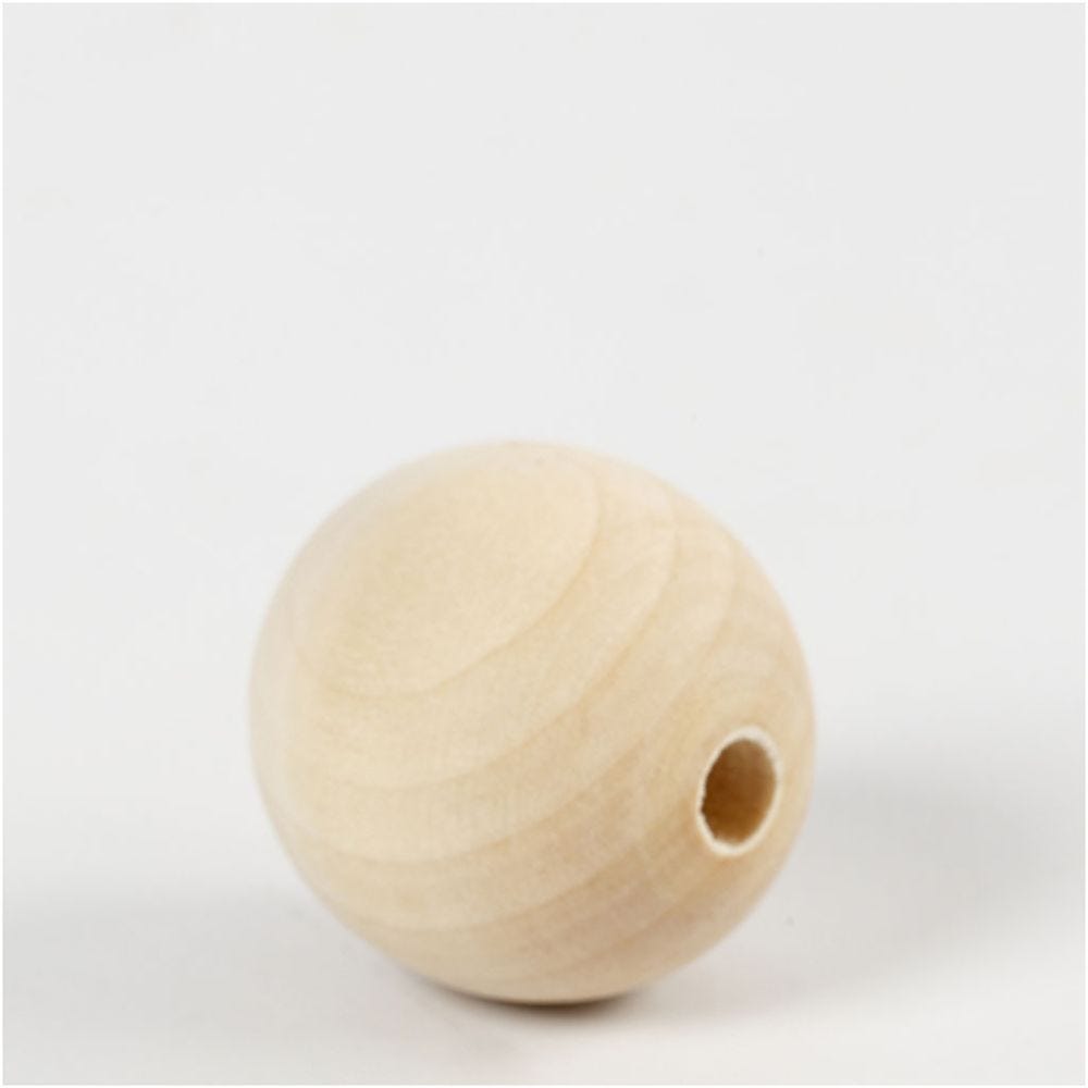 Wooden Bead, D 30 mm, hole size 5 mm, 4 pc/ 1 pack