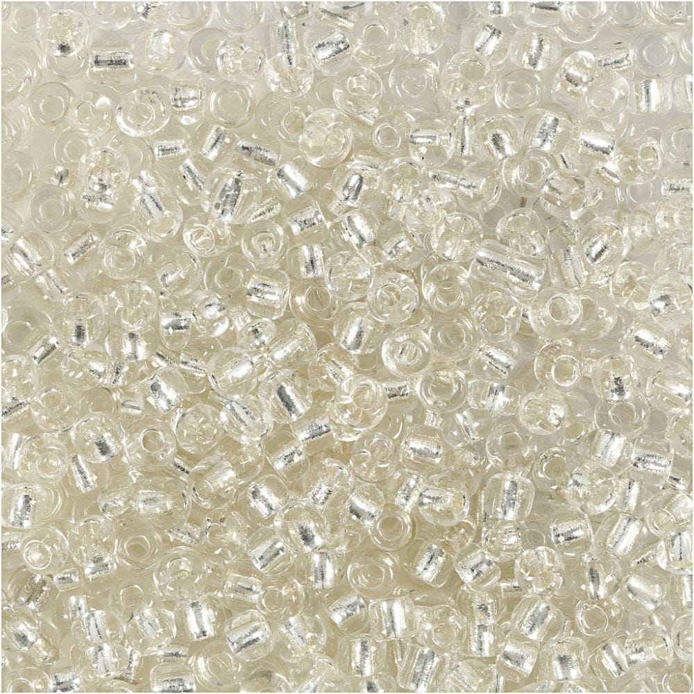 Rocaille Seed Beads, D 3 mm, size 8/0 , hole size 0,6-1,0 mm, silver, 25 g/ 1 pack