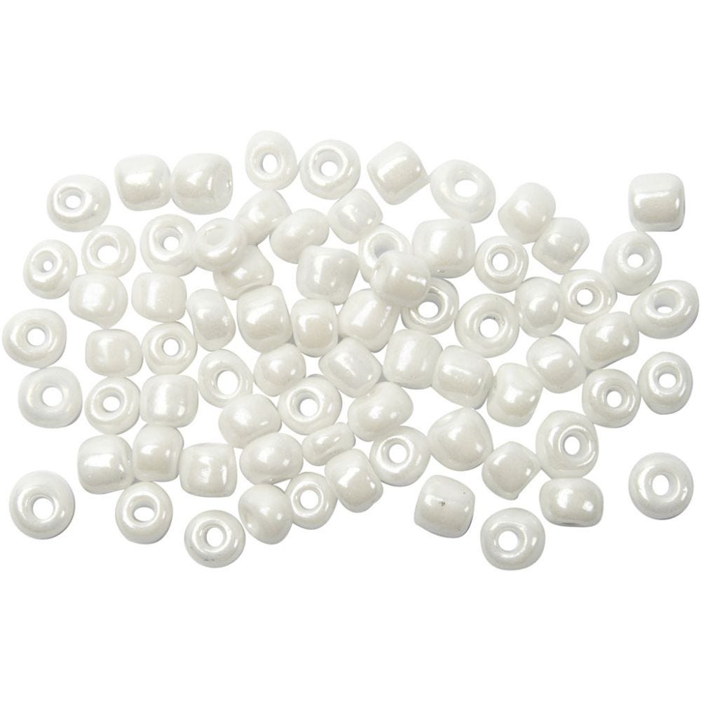 Rocaille Seed Beads, D 4 mm, size 6/0 , hole size 0,9-1,2 mm, mother-of-pearl, 500 g/ 1 pack