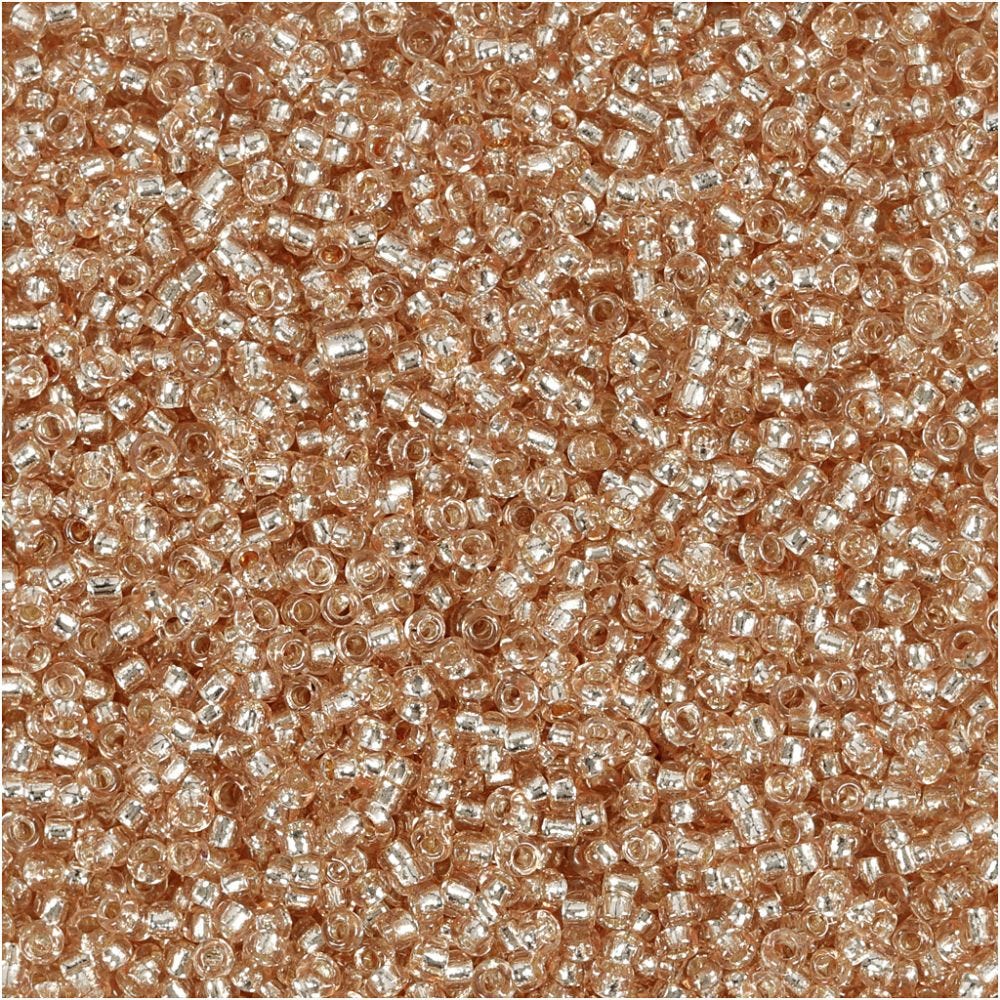 Rocaille Seed Beads, D 1,7 mm, size 15/0 , hole size 0,5-0,8 mm, peach, 25 g/ 1 pack