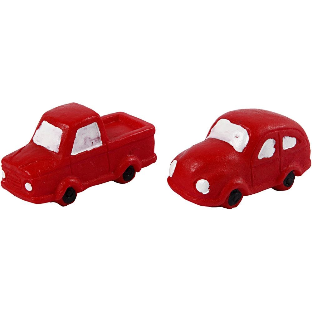 Miniature figurines, H: 20 mm, L: 40 mm, red, 2 pc/ 1 pack