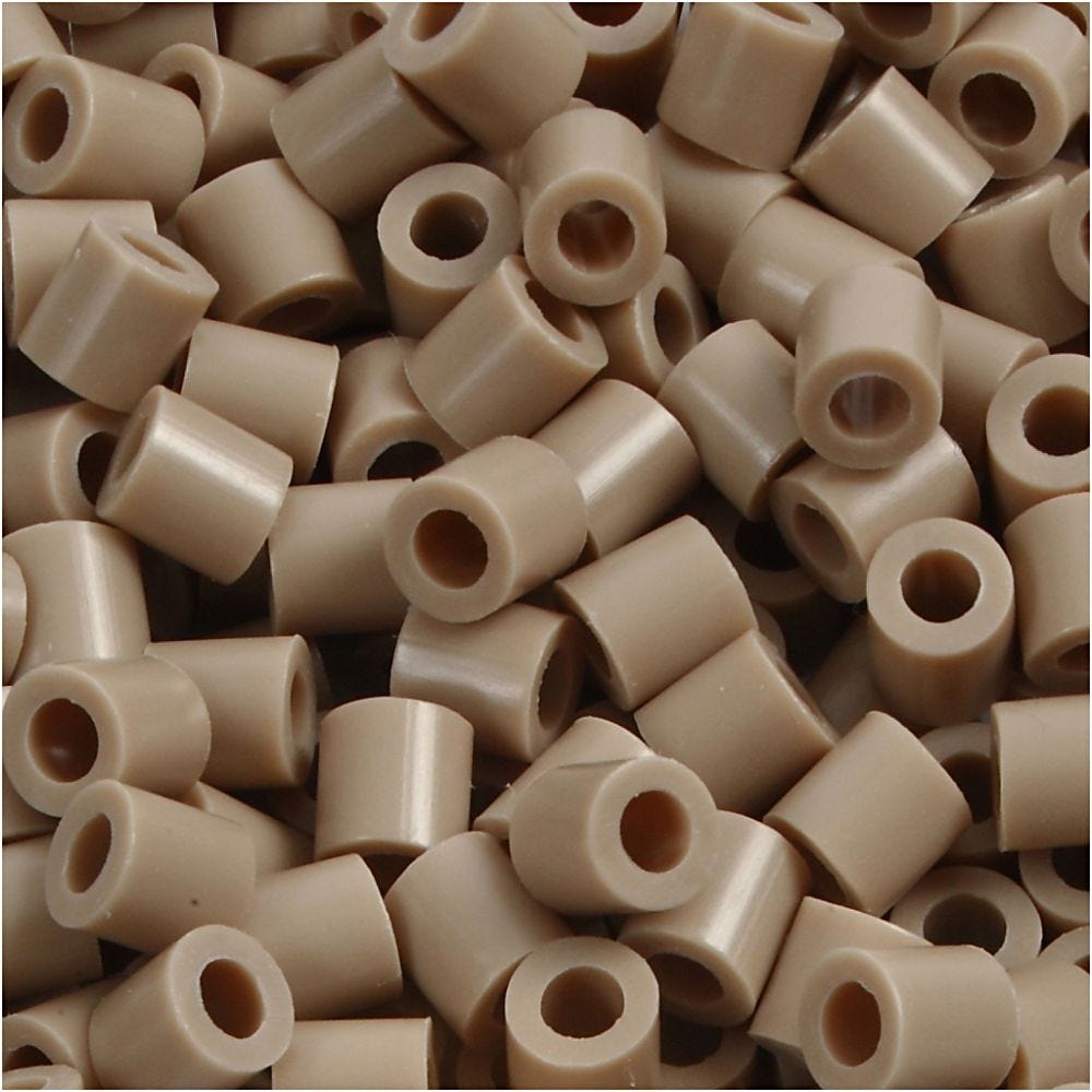Fuse Beads, size 5x5 mm, hole size 2,5 mm, medium, beige (32248), 1100 pc/ 1 pack