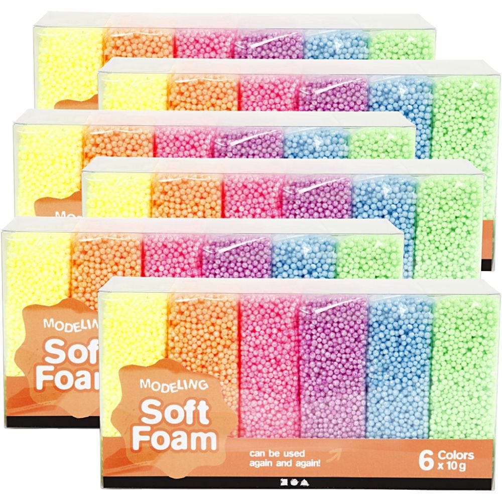 Soft Foam, assorted colours, 6 pack/ 1 pack