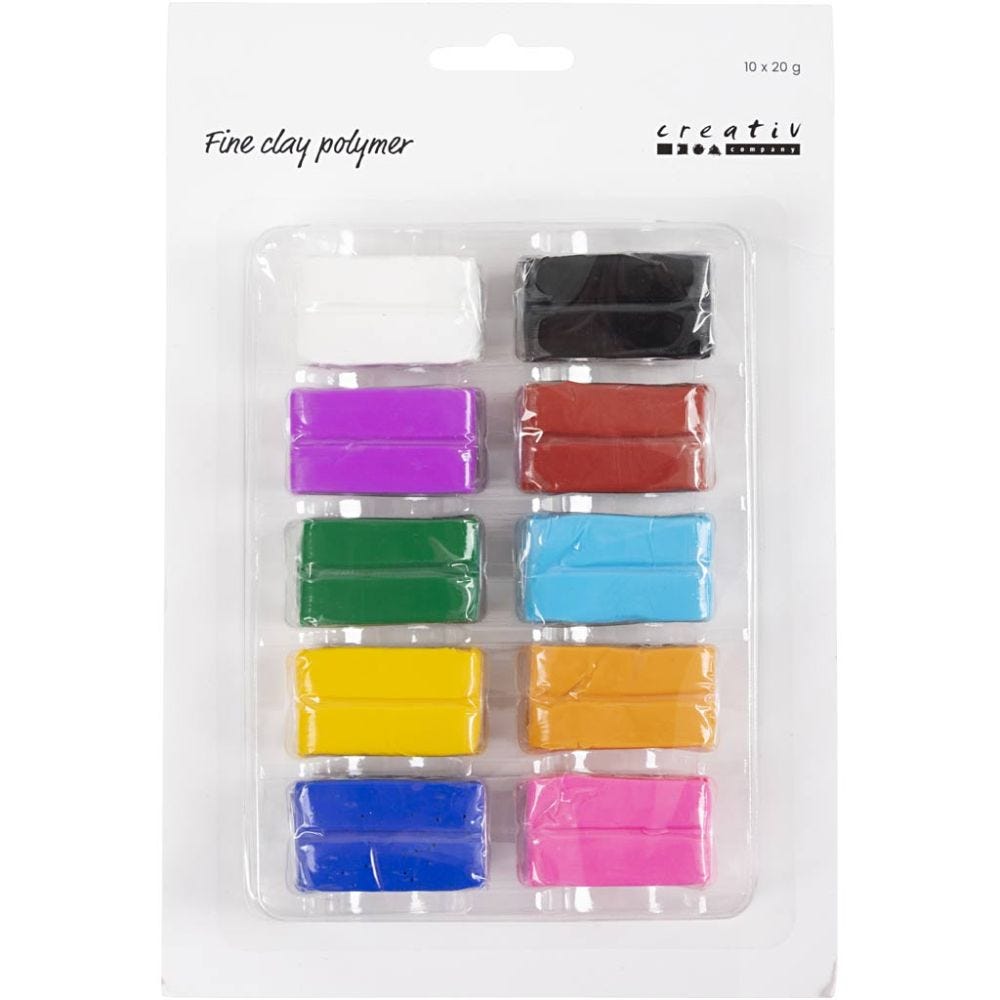 Fine Clay Polymer, colorful, 10x20 g/ 1 pack