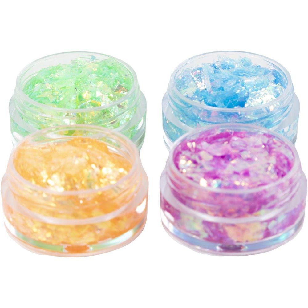 Glitter Clay, Iridescent orange, Iridescent green, Iridescent blue, Iridescent pink, 4x5 ml/ 1 pack
