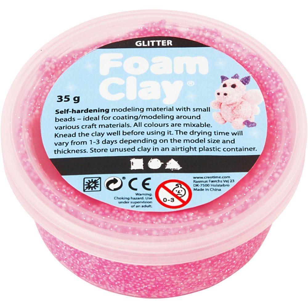 Foam Clay®, glitter, pink, 35 g/ 1 tub