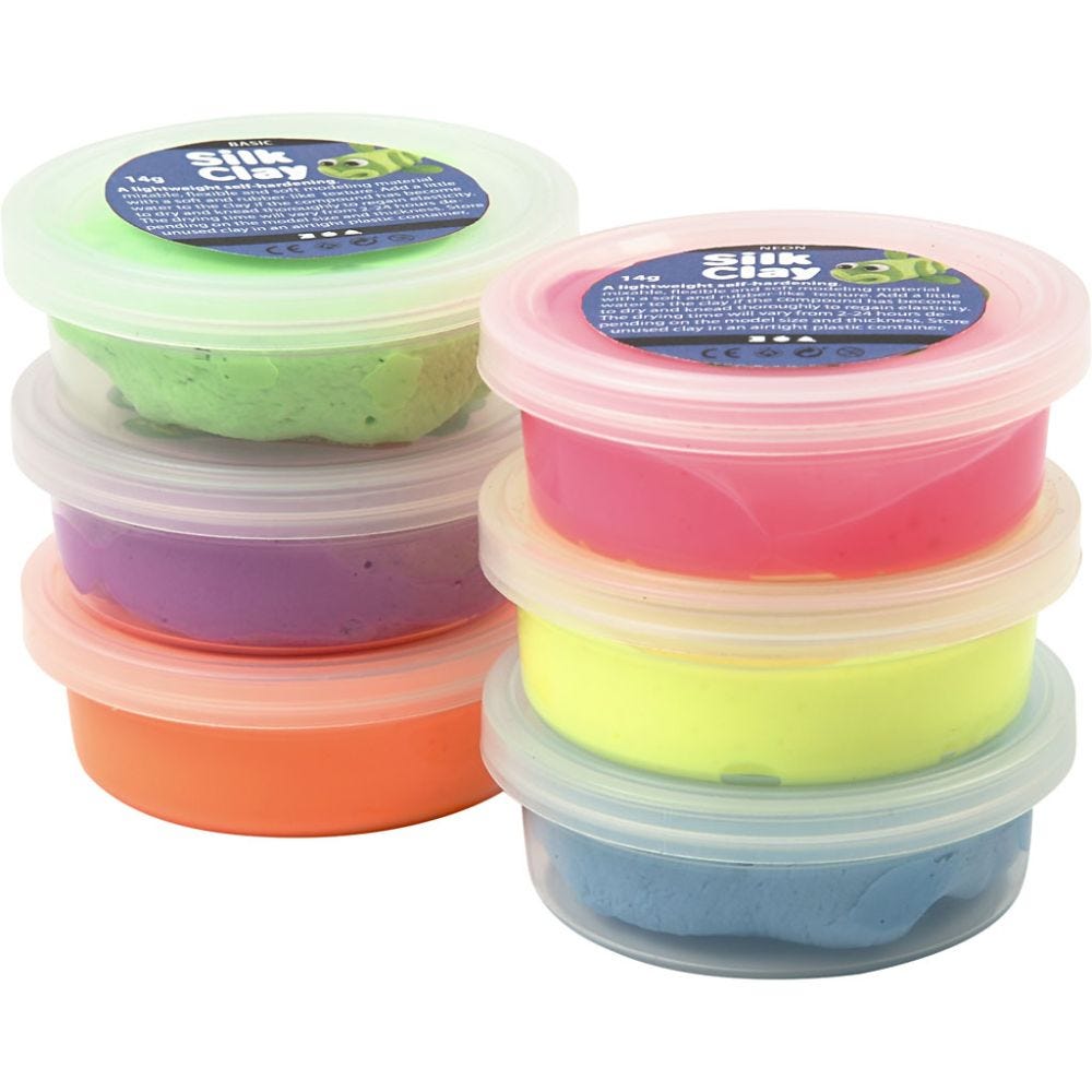 Silk Clay®, neon colours, 6x14 g/ 1 pack