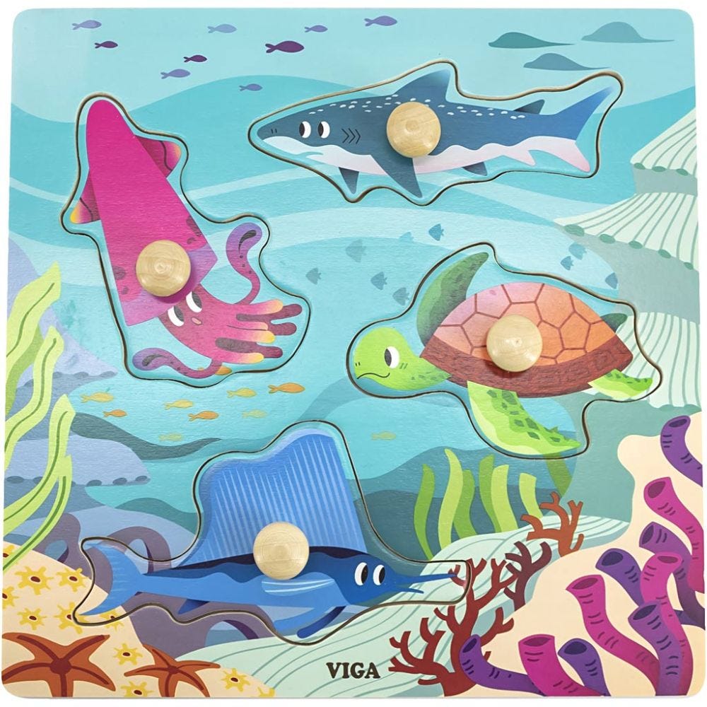 VIGA Jigsaw Puzzle with Knobs, H: 26 mm, L: 22 cm, 1 pc