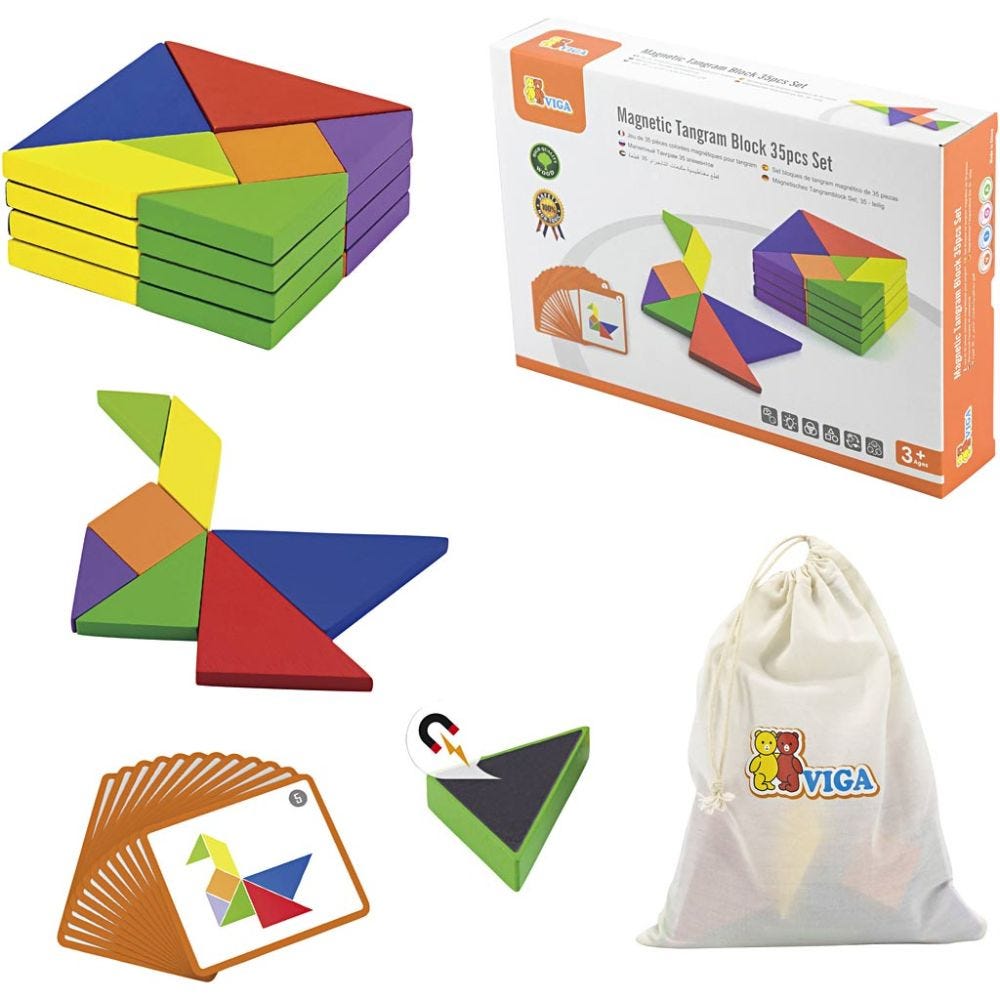 VIGA Magnetic Tangram, H: 1 cm, L: 10 cm, 35 parts/ 1 pack