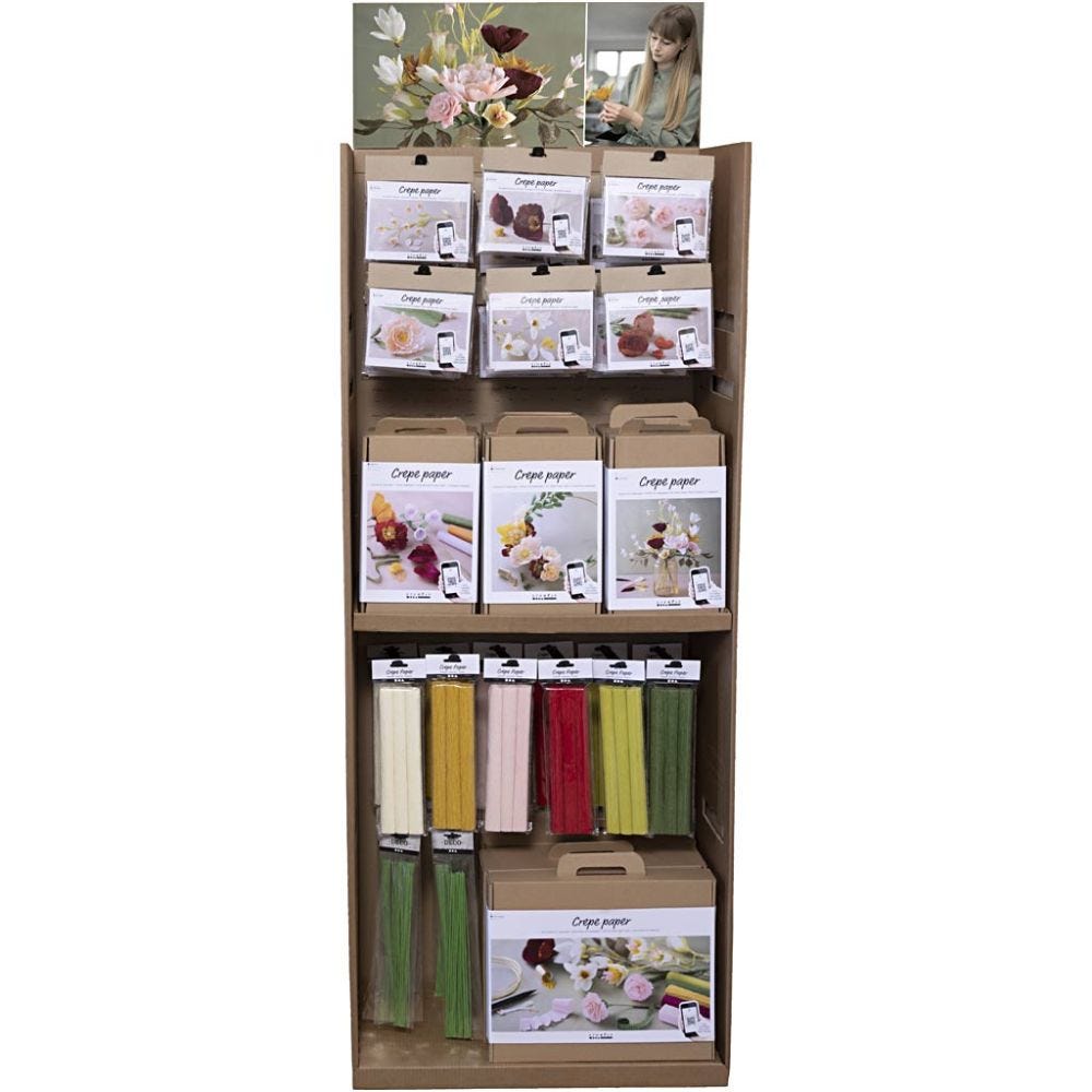 Cardboard Floor Display, Crepe Paper, H: 1584 mm, D: 332 mm, W: 630 mm, 106 sales units/ 1 pack