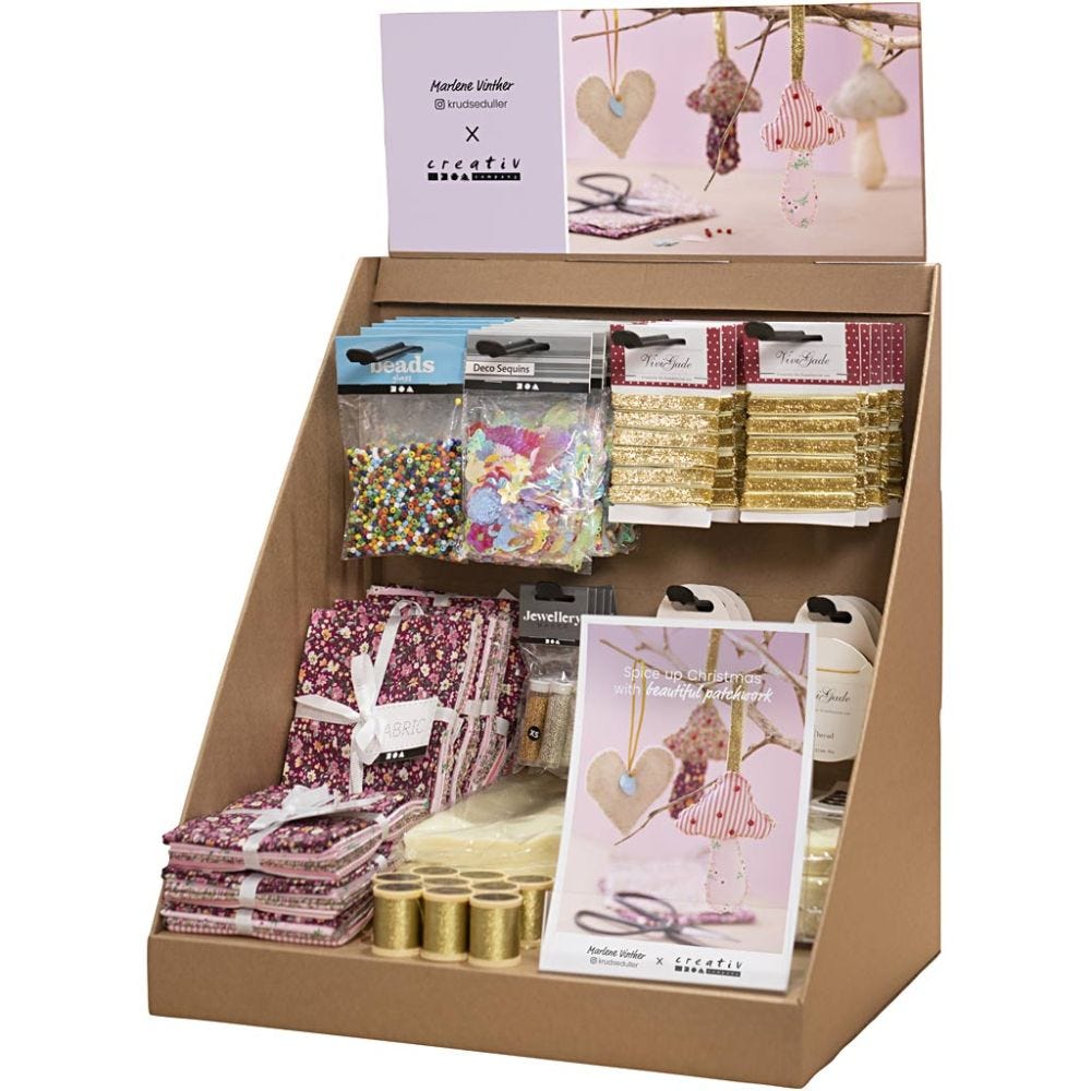 Small Table Display, Christmas patchwork ornaments, H: 458 mm, D: 322 mm, W: 416 mm, 54 sales units/ 1 pack