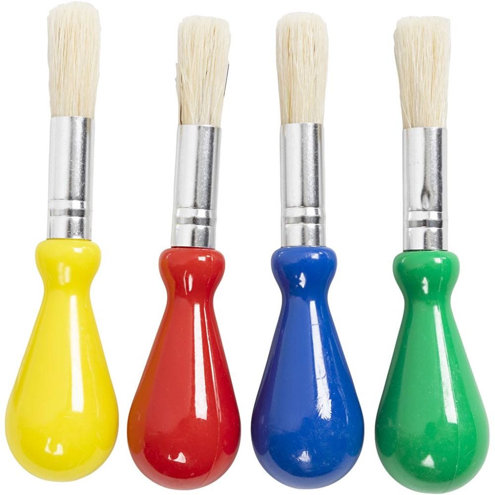 Kids Paint Brushes, L: 11,5 cm, D 13 mm, W: 11 mm, round, 4 pc/ 1 pack