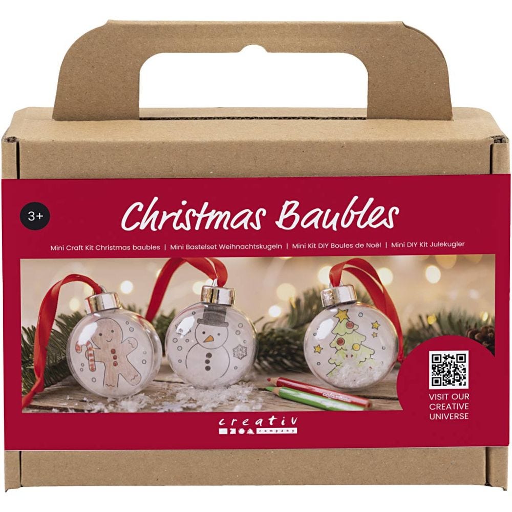 Mini Craft Kit Christmas Baubles, Drawings, 1pack/ 1 pack