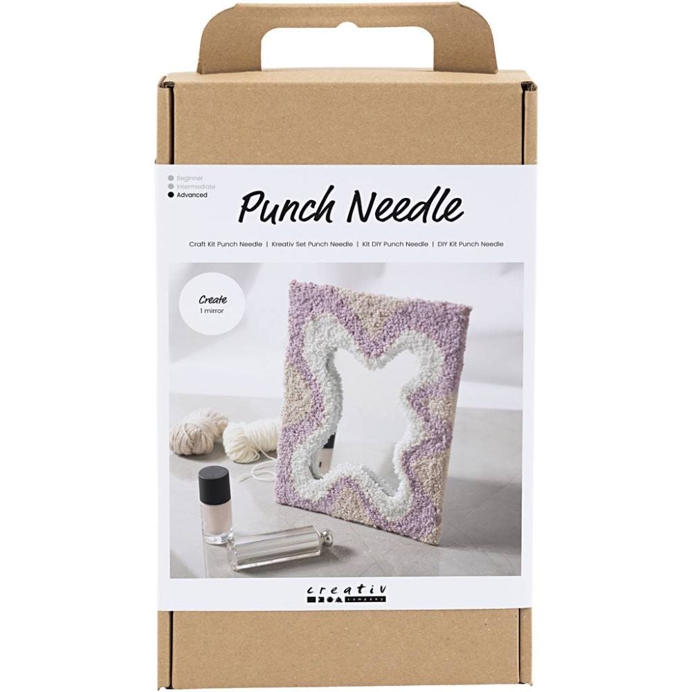 Craft Kit Tufting , Mirror, pastel colours, 1 pack