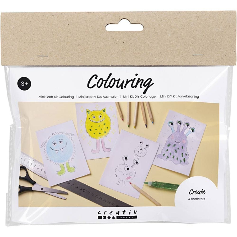 Mini Craft Kit Colouring, Monster, 1 pack
