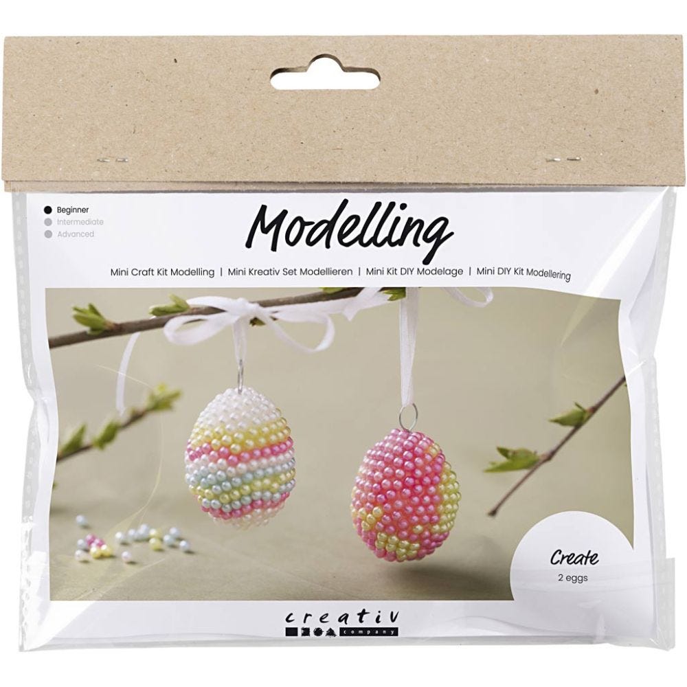 Mini Craft Kit Modelling, Beaded Eggs, pastel colours, 1 pack
