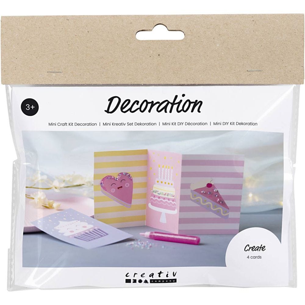 Mini Craft Kit Decoration, Cakes, pastel pink, pastel lilac, pastel yellow, pastel purple, 1 pack