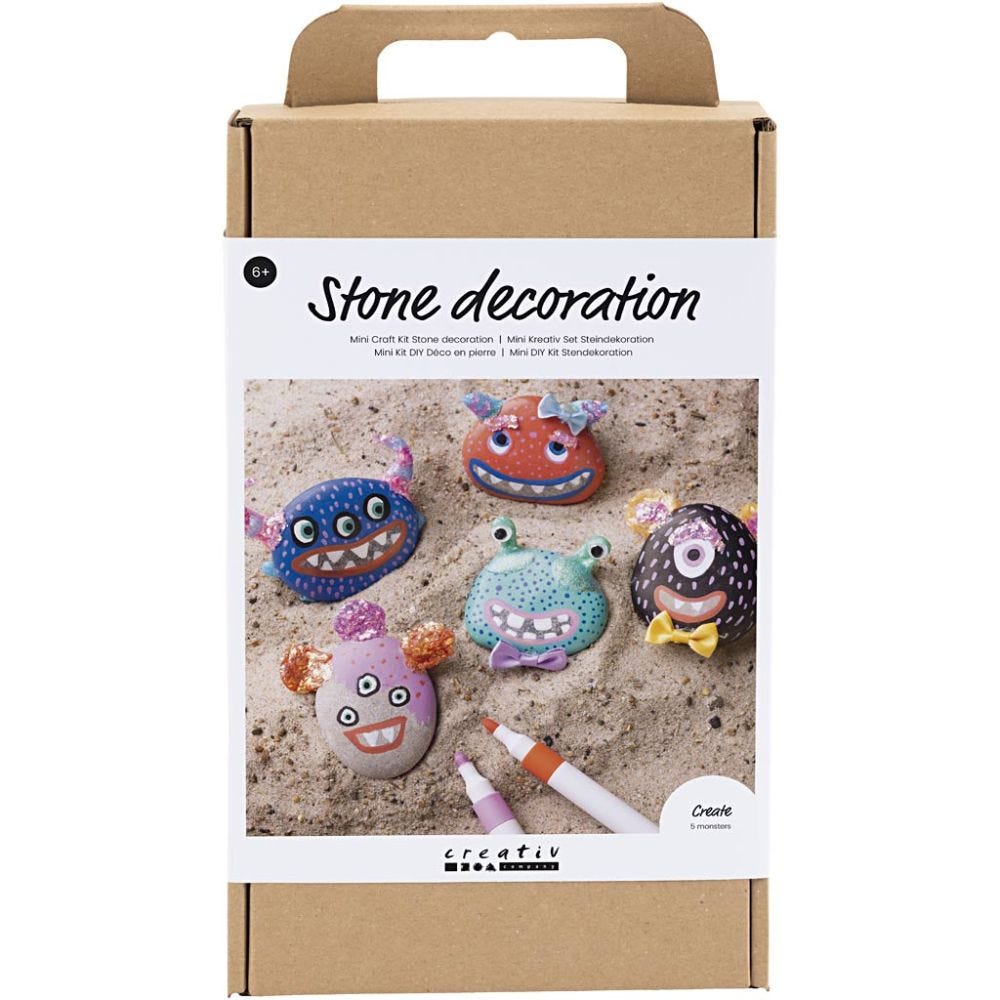 Craft Kit Stone Decoration, Monster, assorted colours, 1 pack