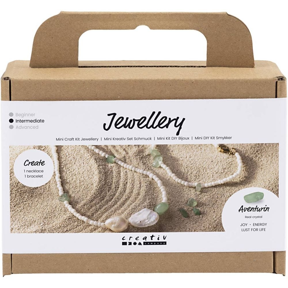 Mini Craft Kit Jewellery, Aventurine Necklace and Bracelet, 1 pack