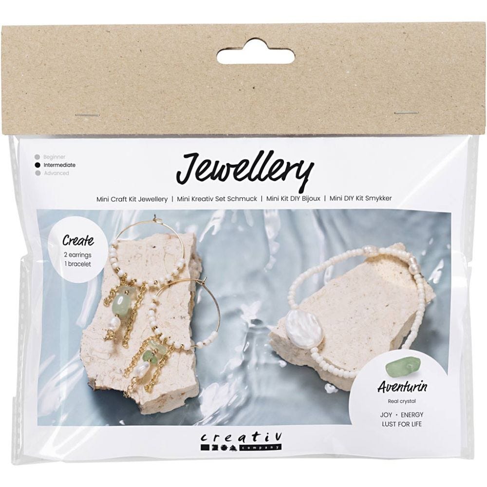 Mini Craft Kit Jewellery, Aventurine Mix Bracelet and Earrings, 1 pack