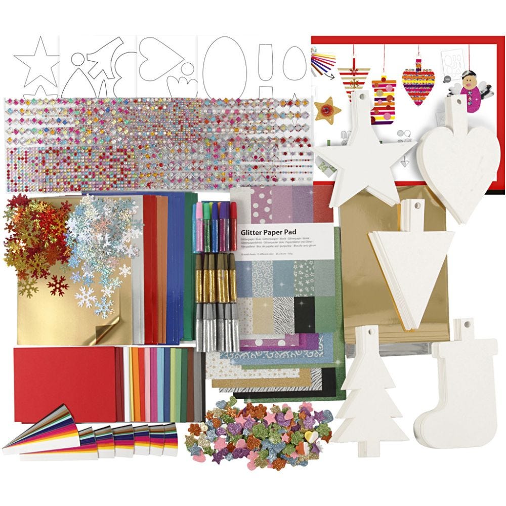 Christmas Decoration Kit, assorted colours, 1 set