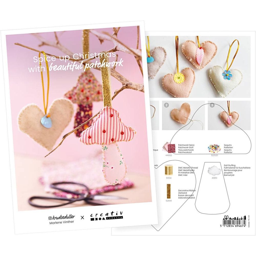 Postcard , Brighten up your Christmas with beautiful patchwork pendants, A5, 14,8x21 cm, 1 pc