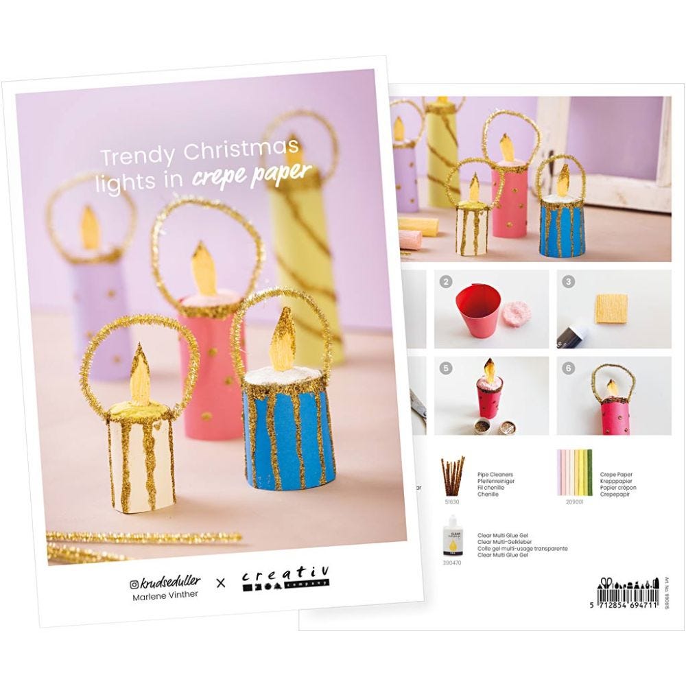 Postcard , Trendy crepe paper Christmas lights, A5, 14,8x21 cm, 1 pc