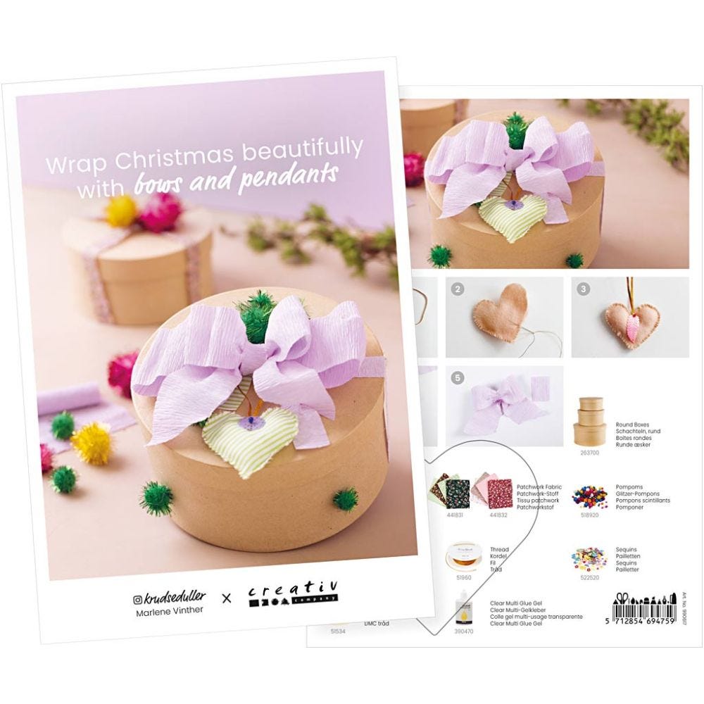 Postcard , Wrap Christmas beautifully with bows and pendants, A5, 14,8x21 cm, 1 pc