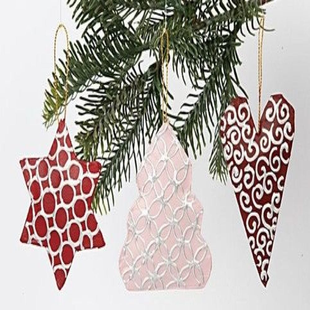 Papier-Mâché Christmas Hanging Decorations