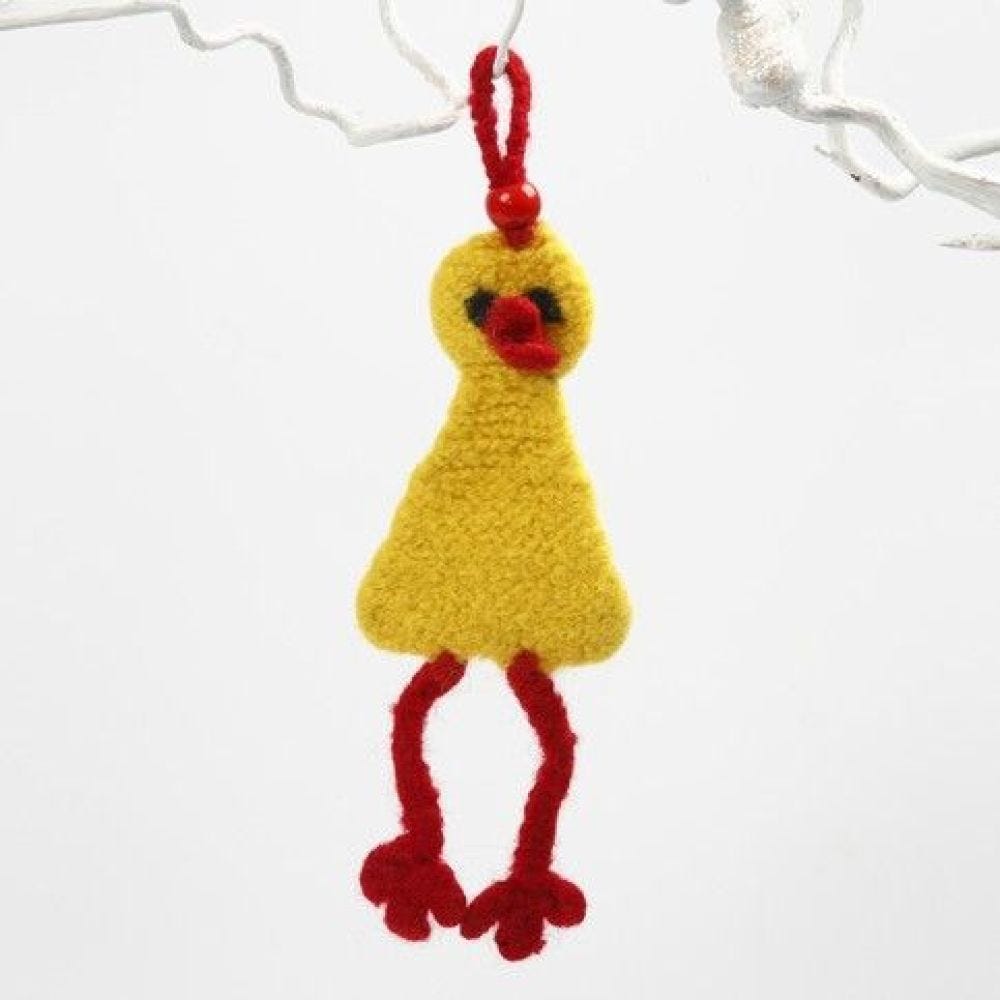 A Knitted and Felted Easter Chick for Hanging