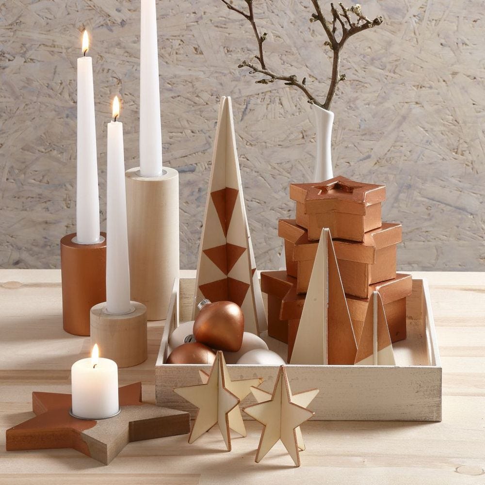 Copper-painted Candle Holders, Candlesticks & Home Interior