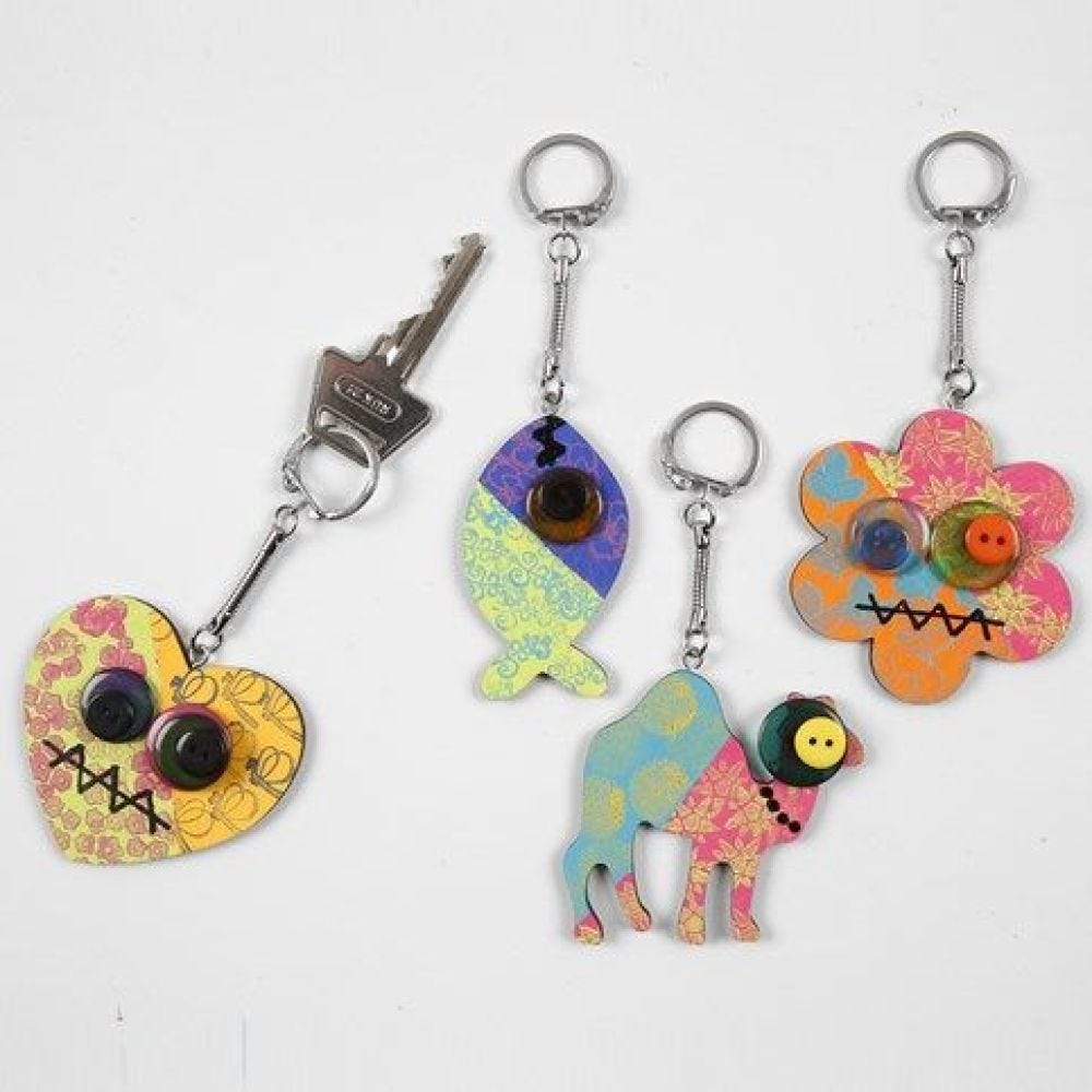 Decorated Wooden Key Fobs