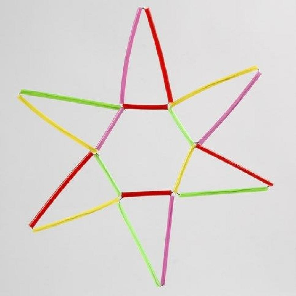 A Star made from colourful Construction Straws on Florist Wire