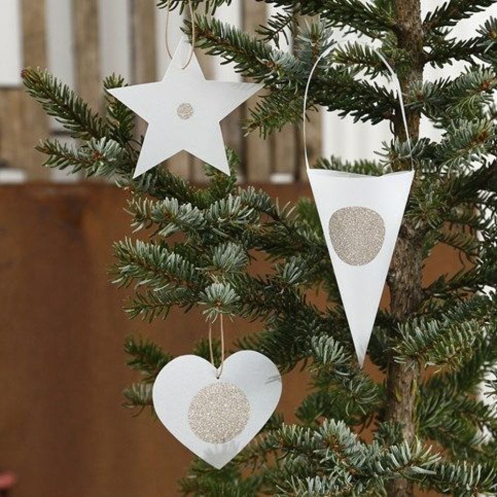 Christmas Decorations from punched-out Vellum Paper with Stickers