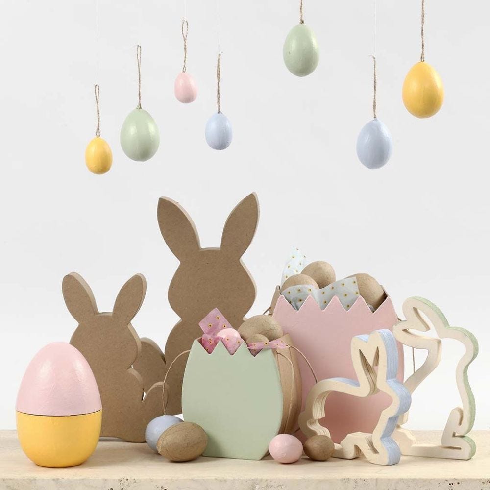 Easter Shapes painted in pastel Colours