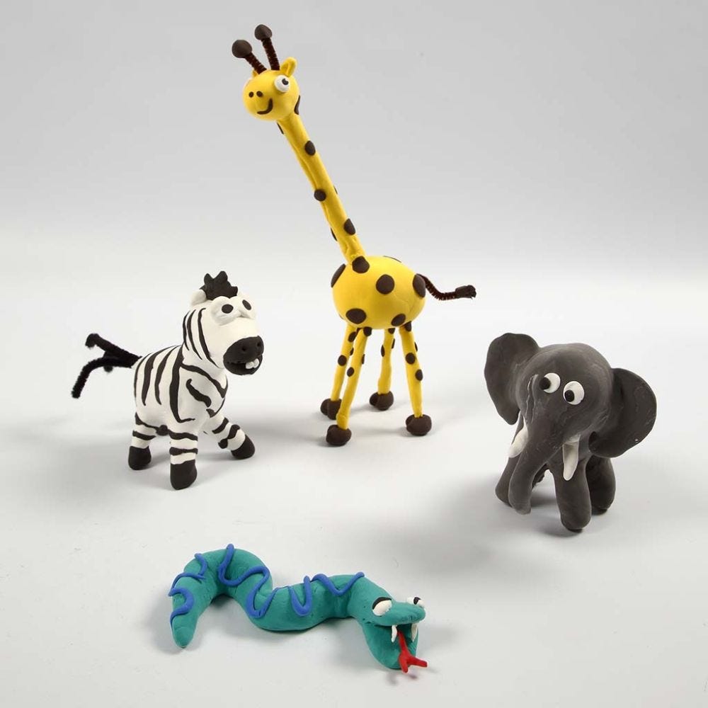 Wild Animals on Skeletons made with Silk Clay